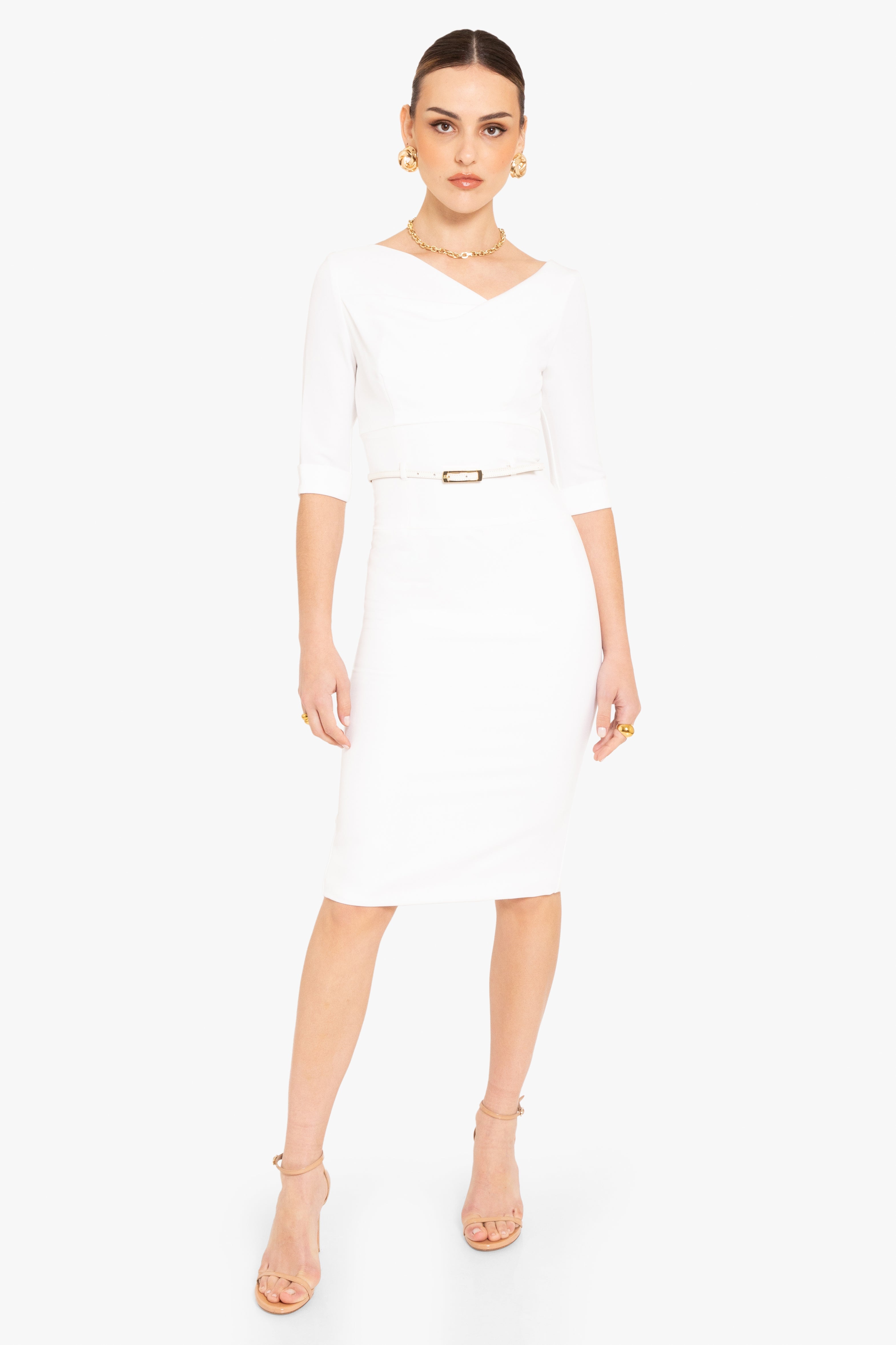 Classic 3/4 Sleeve Jackie O Sheath Dress