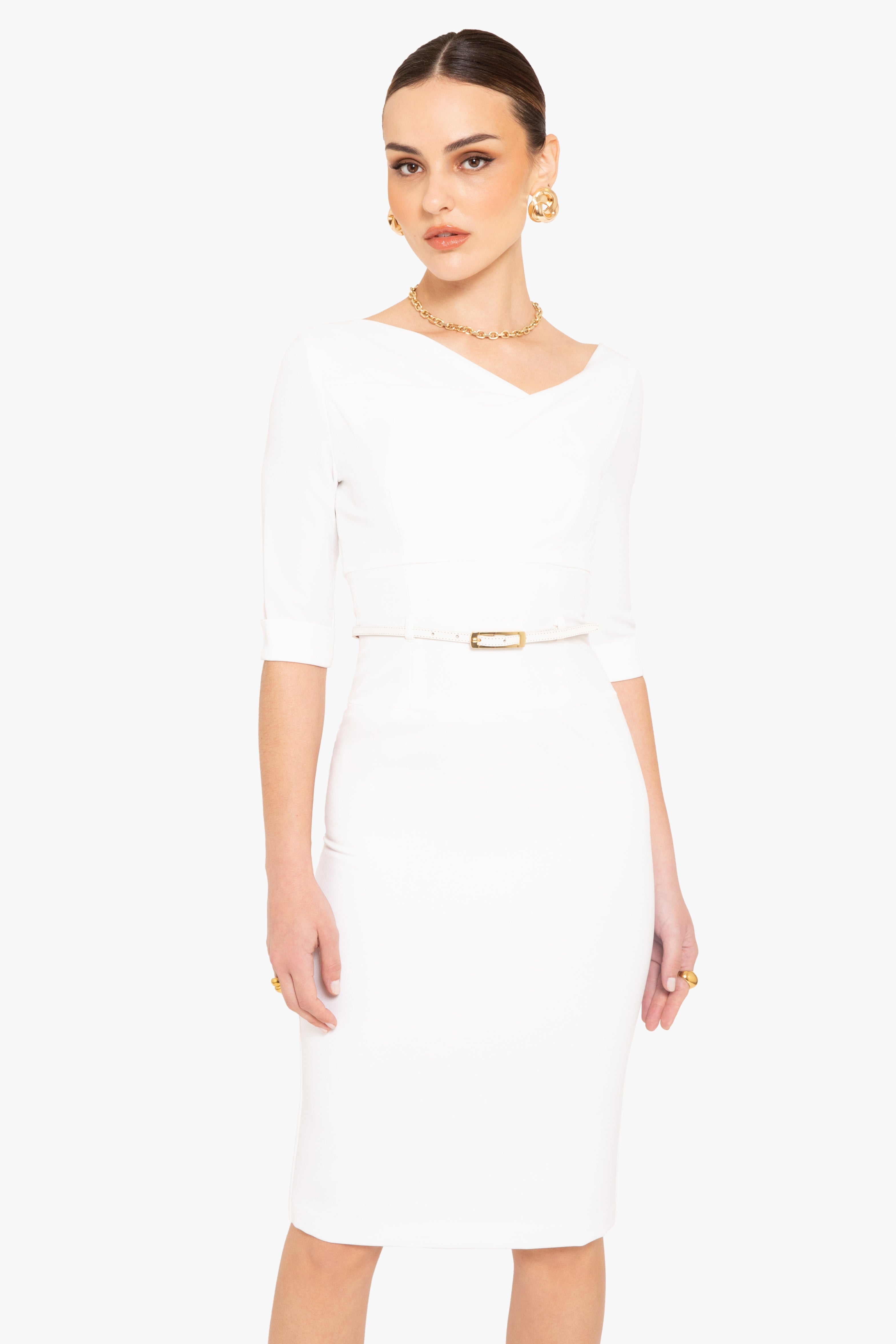Classic 3/4 Sleeve Jackie O Sheath Dress