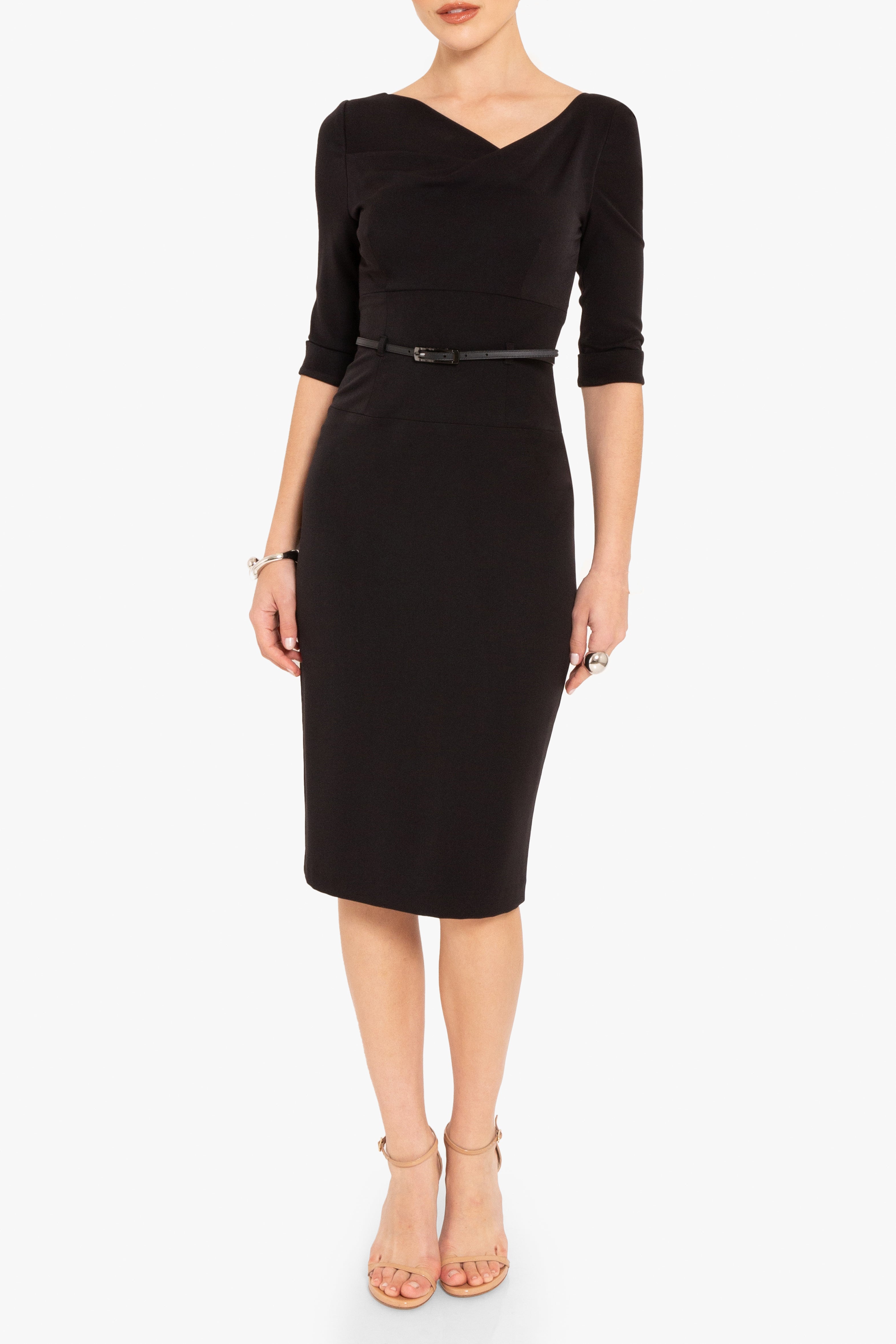 Classic 3/4 Sleeve Jackie O Sheath Dress