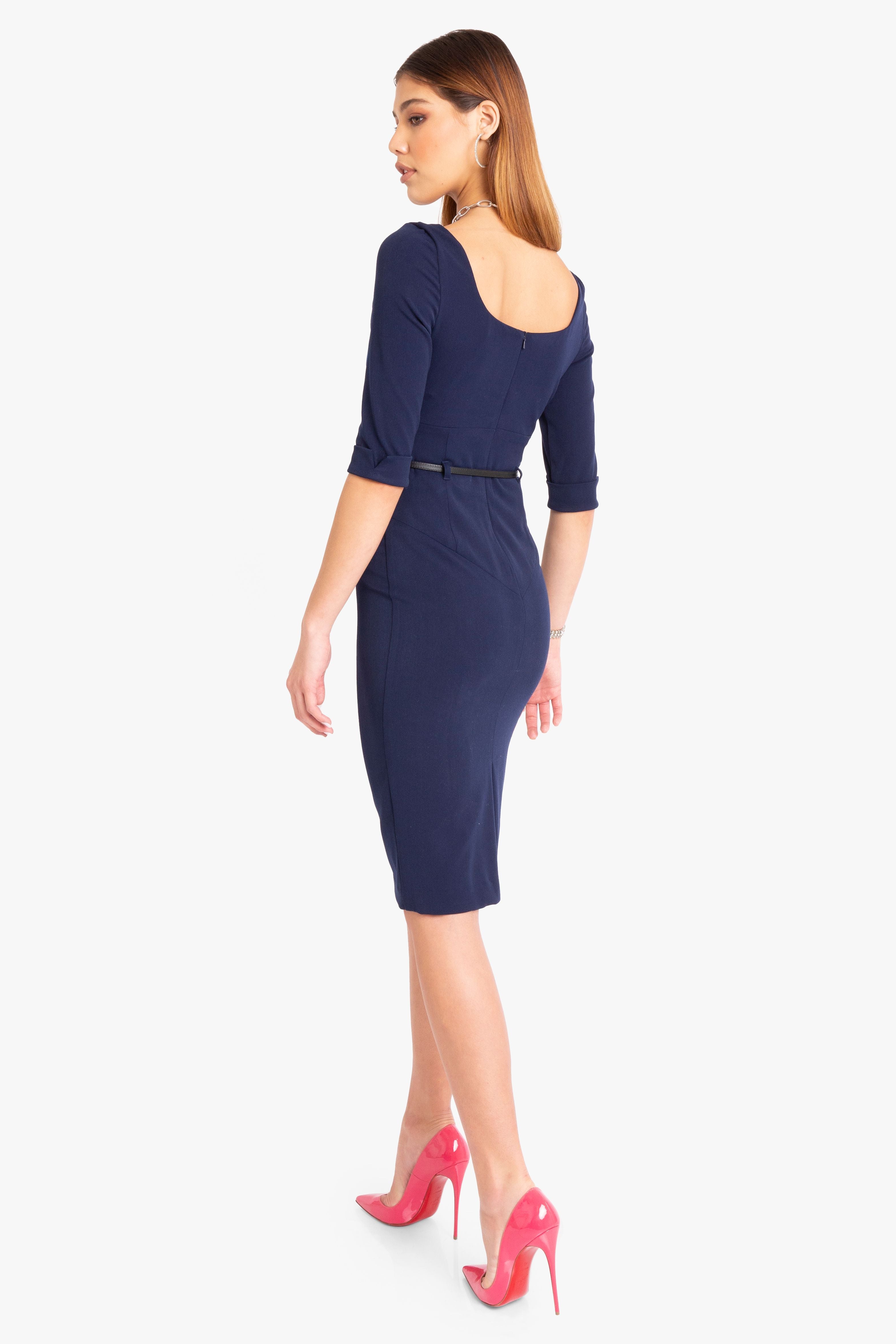 Classic 3/4 Sleeve Jackie O Sheath Dress