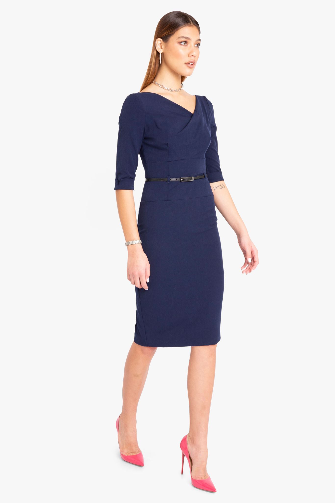 Classic 3/4 Sleeve Jackie O Sheath Dress